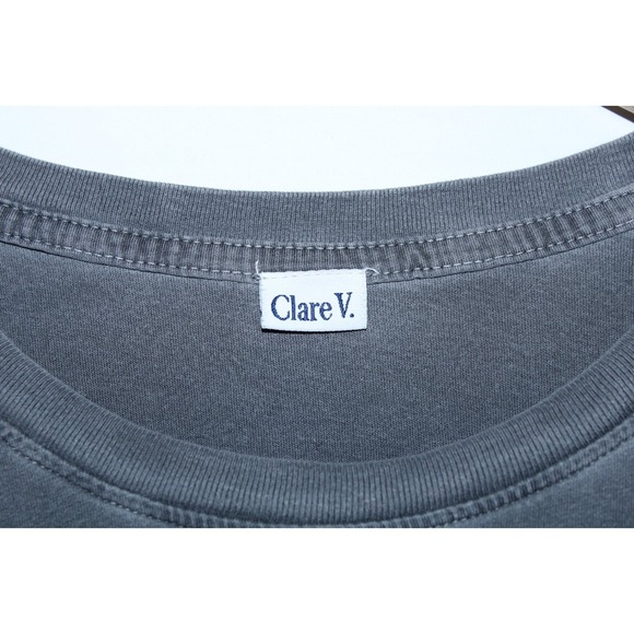 Clare V. Women's Large Gray Yellow Round Neck T-Shirt - Picture 8 of 14